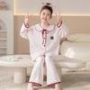 Cotton Girls Pajama Set Long Sleeve Cartoon Print Sleepwear Kids Teens Home Wear