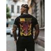 Czarny T-shirt Volbeat Logo Zespołu Byk z Płomieniami dla Fanów Muzyki i do Codziennego Noszenia, ROZMIAR PLUS