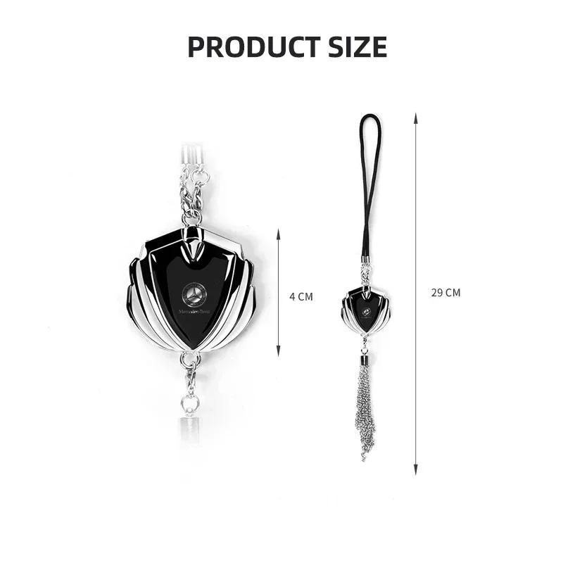 BTY4 1pcs Metal Car Badge Rear View Mirror Pendant Hanging Ornaments Auto Accessories for Mercedes Benz W211 W204 W210 W203 CLA GLA