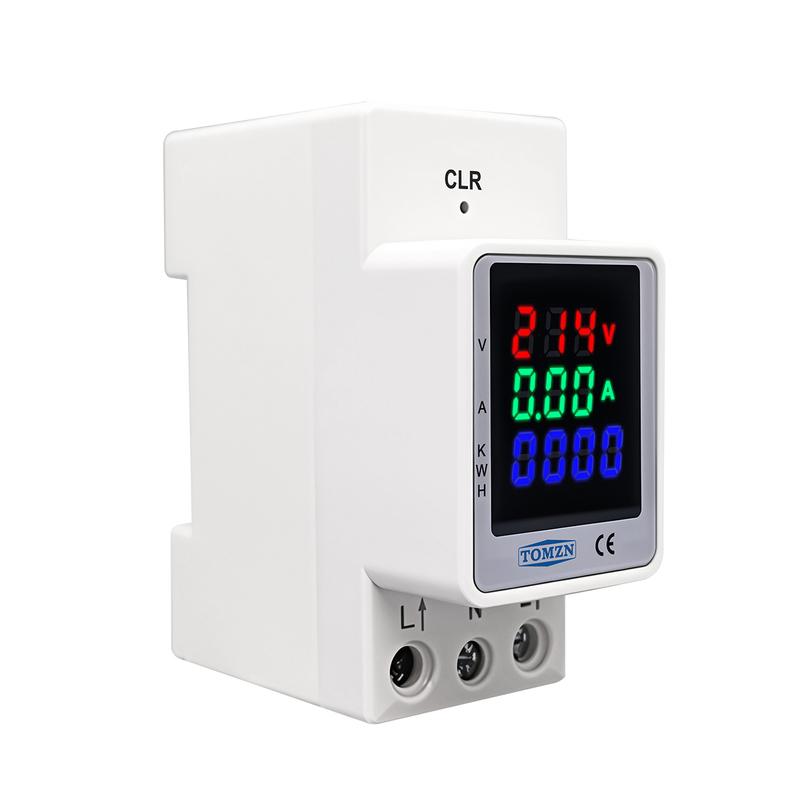 TOMZN 3IN1 Electric Energy Meter Current Measurement Voltmeter Digital Reconfigurable Colours Din Rail AC80-270V 0-100A 50/60Hz