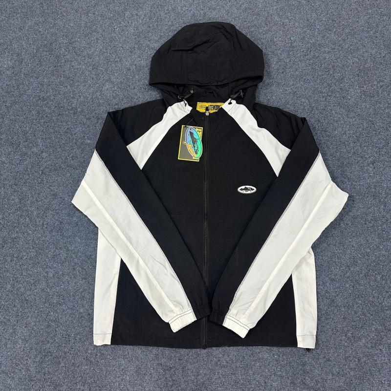 Corteiz Alcatraz Shorts Set Colorblock Embroidered Badge Unisex Hooded Windbreaker Jacket Streetwear