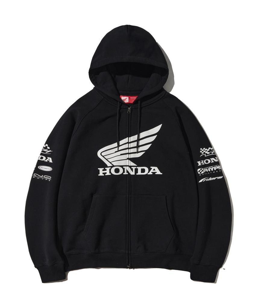 Толстовка на молнии Phyps Мотоцикл Логотип Honda Racing_Черный