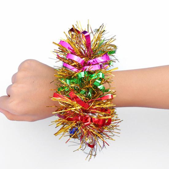 1 пара мишурных браслетов, красочная эластичная лента, универсальный размер для взрослых и детей, реквизит для детского сада, танцевального выступления, День защиты детей, спортивная группа поддержки