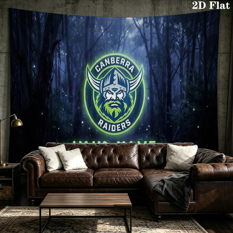 Custom Name Canberra Raiders Printed Tapestry – Wall Hanging for Bedrooms, Dorms, and Home Decor