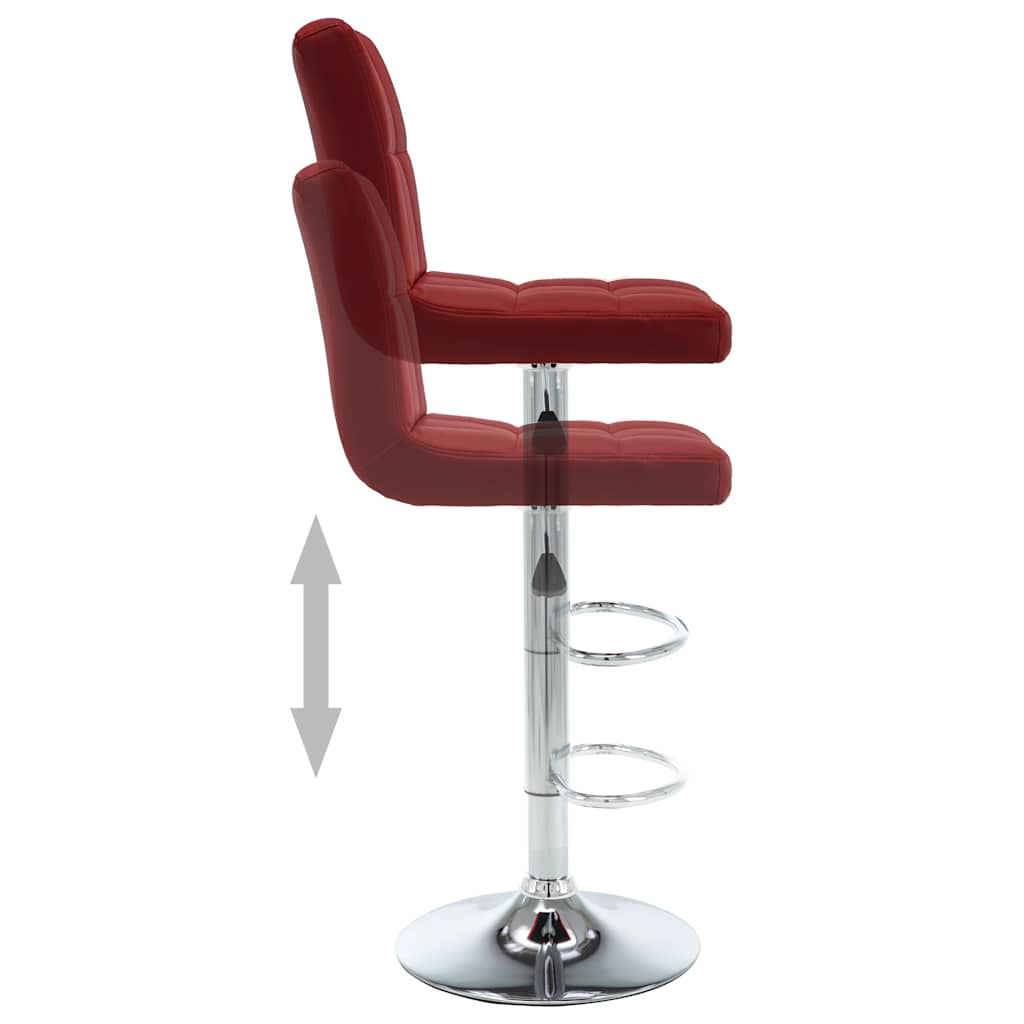 Bar Stool Set 2 Pieces Burgundy Artificial Leather