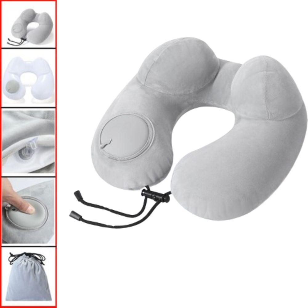 Hand Pressing Inflatable Travel Pillow U-Shaped Neck Support Cushion Neckrest Pad  Tourist