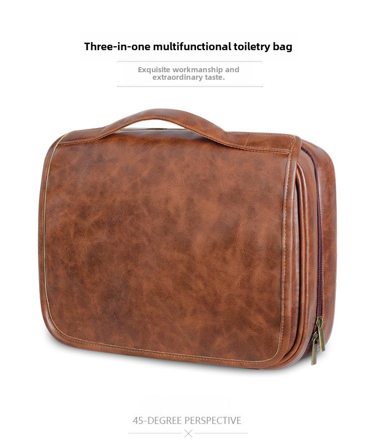 2024 Мужская водонепроницаемая косметичка премиум-класса из ПУ, большой вместительный органайзер для косметики