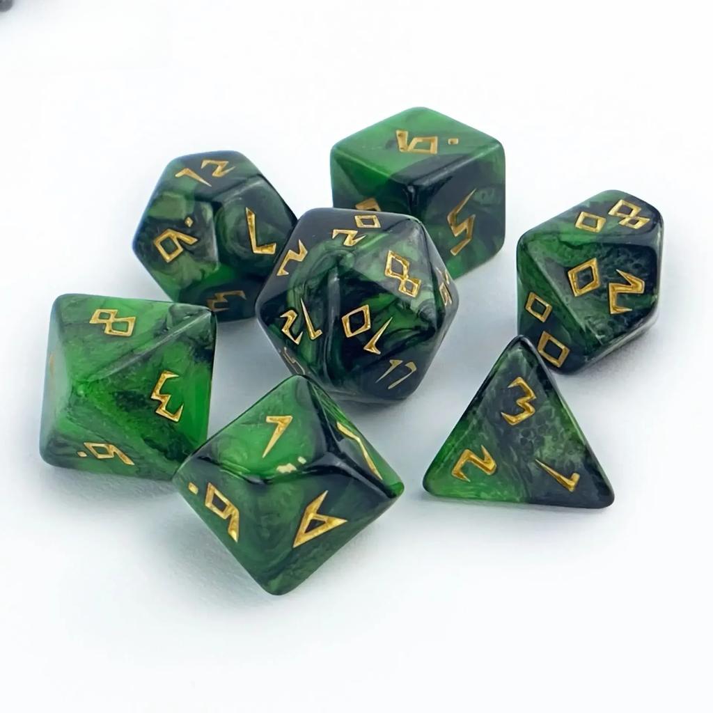 7pcs/set of COC Bicolor Acrylic Polyhedral Dice for DND Rpg Cthulhu Dice Board Game Running Group Number Dice Set