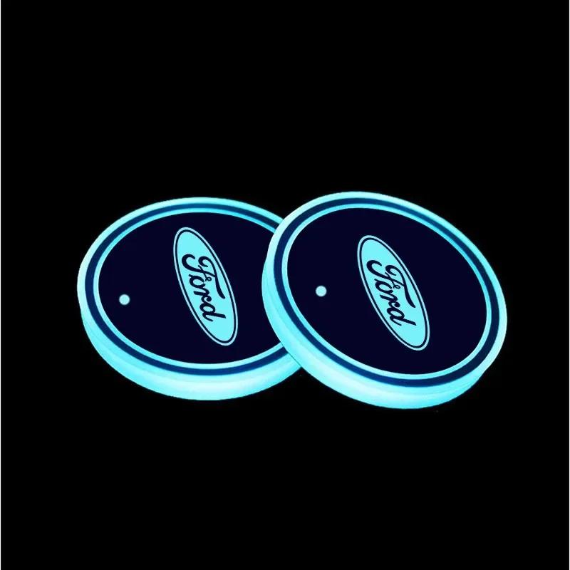 New 2026 Car Sticker For Ford Mondeo Focus Raptor Edge Explorer Ranger Fiesta Kuga ST 7 Color LED Car Cup Holder Light Luminous