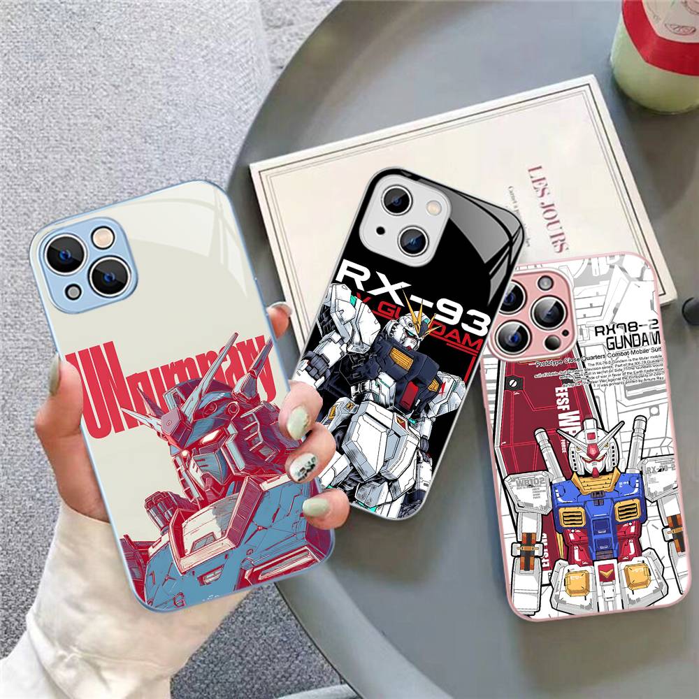 Мультяшные G-Гандамы Для IPhone 14 13 12 Mini 11 Pro XS Max X XR 14 Plus Закаленное Стекло Чехол