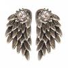 Женские серьги-пусеты из сплава с инкрустацией стразами в виде крыльев ангела, ювелирные украшения для вечеринок, серьги KTJ