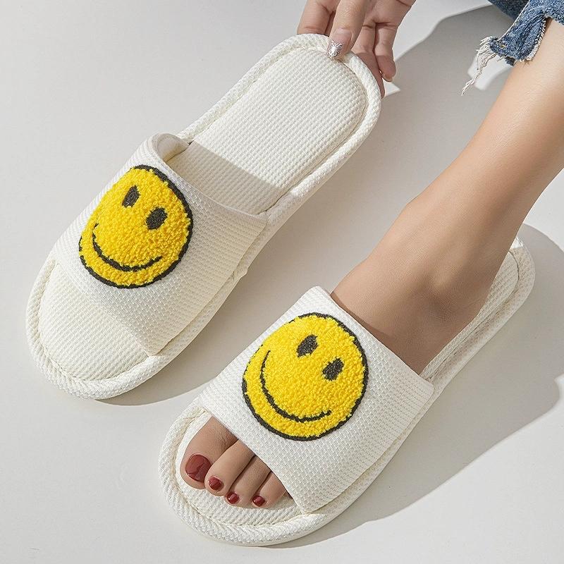 Fashion Non Slip Cartoon Slippers for Women Spring Autumn Fashion Mix Color Linen Slippers Woman Comfort Soft Sole Linen Slides Female