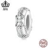 Aifle Original S925 Sterling Silver Zircon Beads - Classic DIY Relief Pattern Jewelry Spacer Accessories