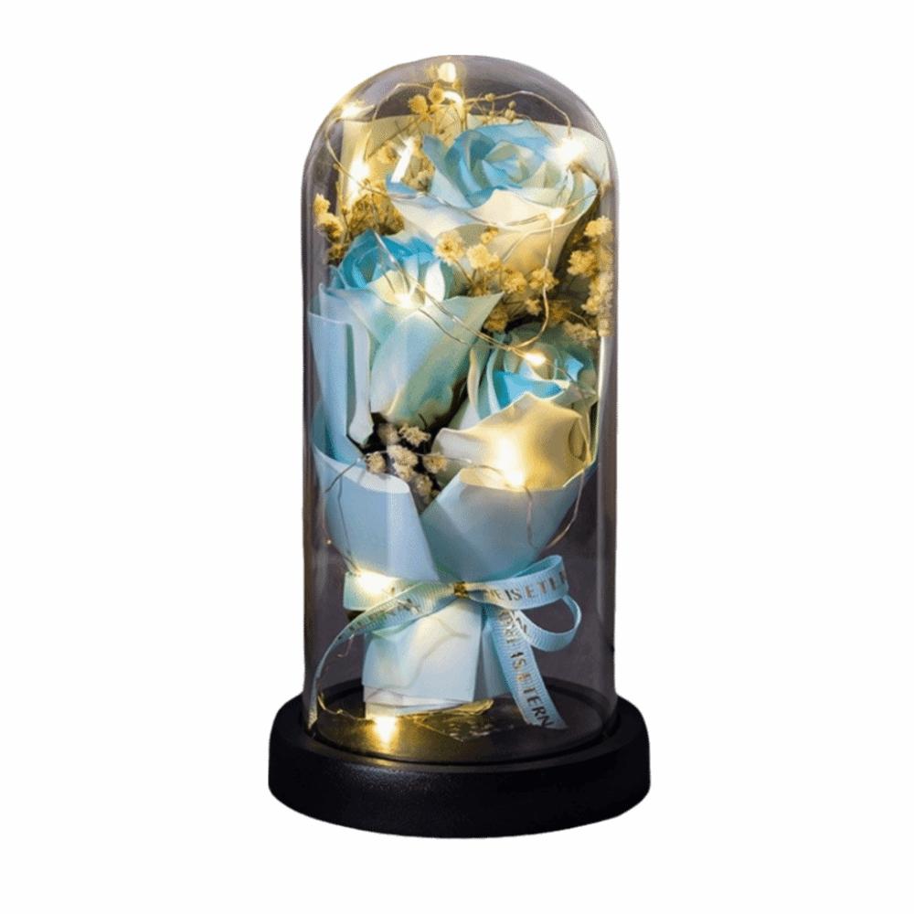 Романтическая искусственная роза со светом, светящаяся светодиодная, вечная роза, акриловая крышка, украшение для дома