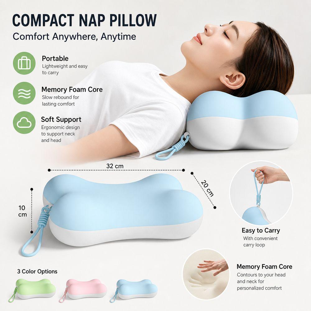 Breathable Fabric Neck Cushion Ergonomic Desk Pillow Convenient Nap Pillow Travel Pillow