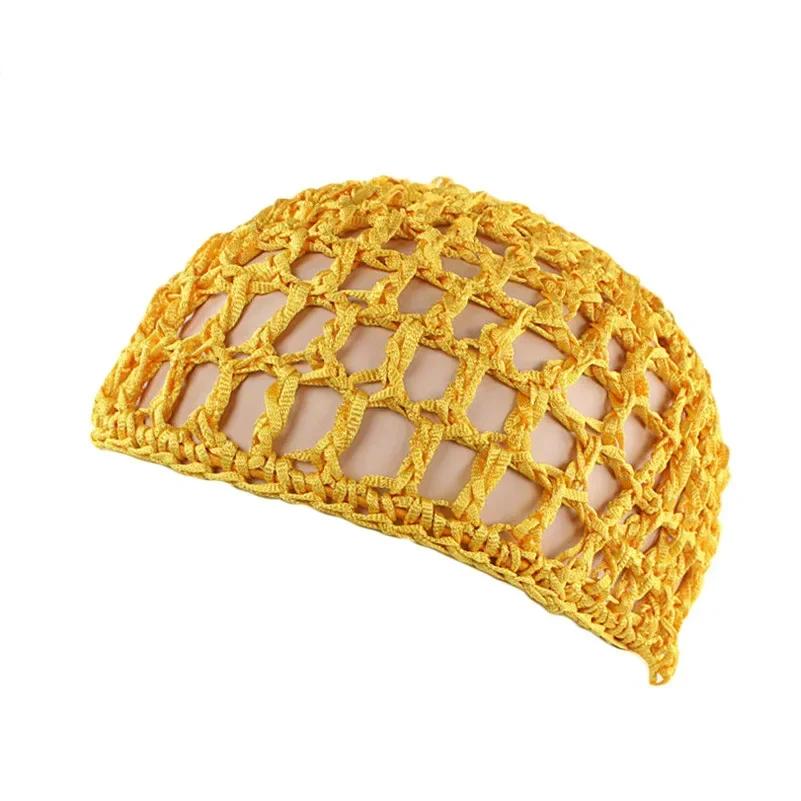 1pc Mesh Crochet Beanies Hat,Solid Color Crocheted Thick Short Hair Net Caps for Night Sleeping Hair Accessories,beach,bathing