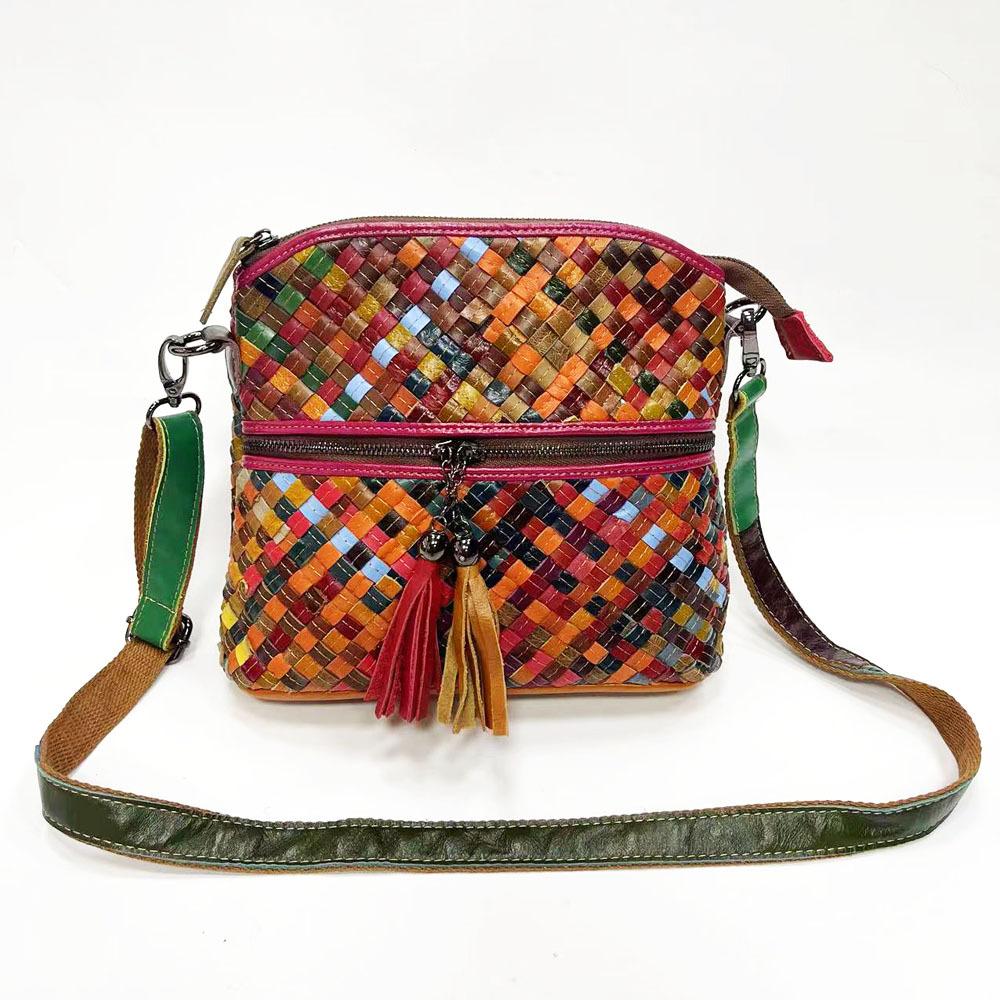 Женская сумка Wind, цветная, плетеная вручную, из коровьей кожи, сумка через плечо, женская сумка из натуральной кожи