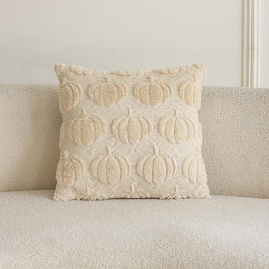 Pumpkin Pattern Pillowcase Solid Color Hide Zipper Soft Wool Velvet Pillow Case Halloween Cushion