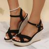 Fashion 2024 Wedge Sandals for Women's New Platform Cross Strap Fashion Shoes Female Summer Buckle Strap Sandal