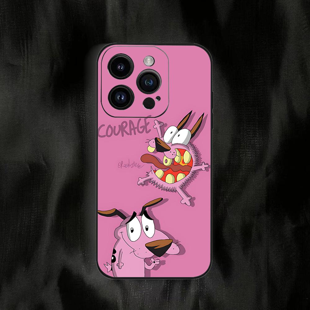 Мультяшный C-Смелость Собака D-Трусишка Чехол для телефона For Iphone 16 15 11 13 14 Pro Max 7 8 Plus X Xr Xs Max 12mini Черный Чехол