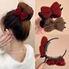 2025 Luxurious Plush Bow Hair Bun Clip for Women's Updo