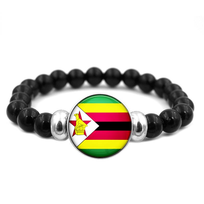 287 Countries National Flag Snap Button Elastic Band Beads Country Flag Independence Day Bead Jewelry Beaded Bracelet