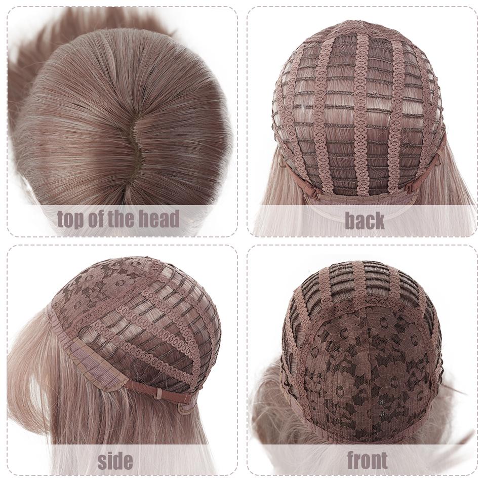 WTB Gray-purple Long Straight Synthetic Wig Girl Bangs Natural Gentle Role-playing Gray-purple Long Straight Wig
