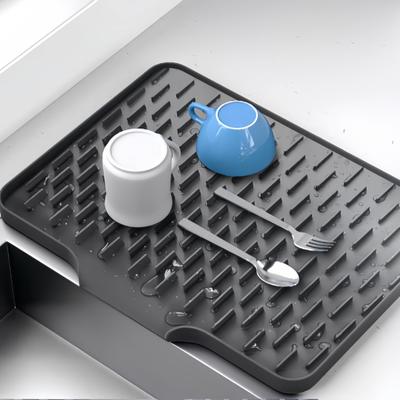 Силиконовый коврик для слива Толстый коврик для сушки посуды с дренажем Термостойкий Нескользящий Барный коврик для раковины для столешниц