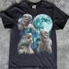 Three Rhino Iguana Shirt, Howling at Moon Lizard Graphic Tee, Reptile Lover Gift, Starry Night Animal Shirt