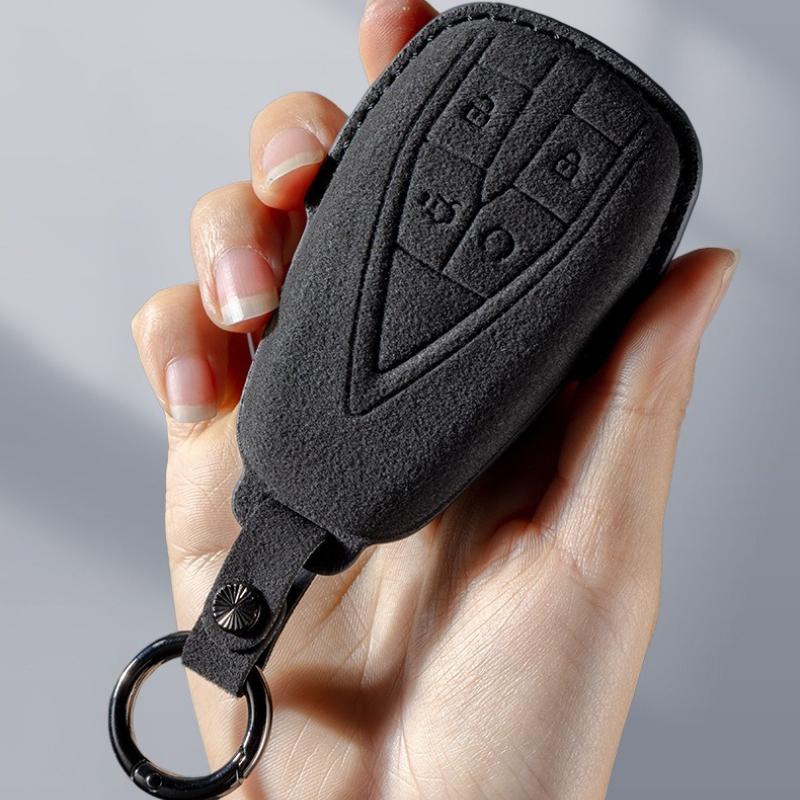 Suede Leather Car Key Case Cover for Changan CS75 Plus CS55 Eado CS35 Oshan X5 2026 Vehicle Key Holder with Buckle Accessories