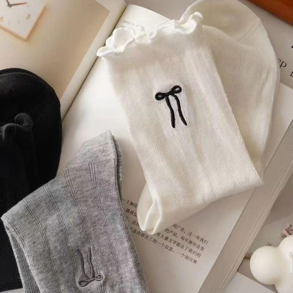 Sweet Bow Lace Hollow Socks Lolita Style Short Crew Socks New Anklets Socks  for Spring Summer