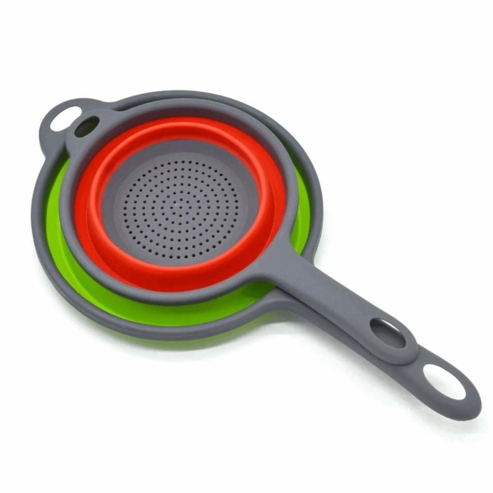 Collapsible Design Silicone Colander With Handle Kitchen Colander  For Draining Fruit