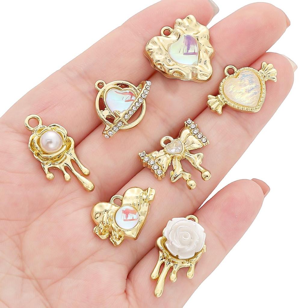 Золотой/серебряный цвет сплава Алмазное сердце роза бабочка кулон для изготовления ювелирных изделий DIY ожерелье браслет серьги