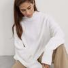 Women Autumn Winter Half High Neck Solid Color Long Sleeve Loose Knitted Casual All Match Sweater