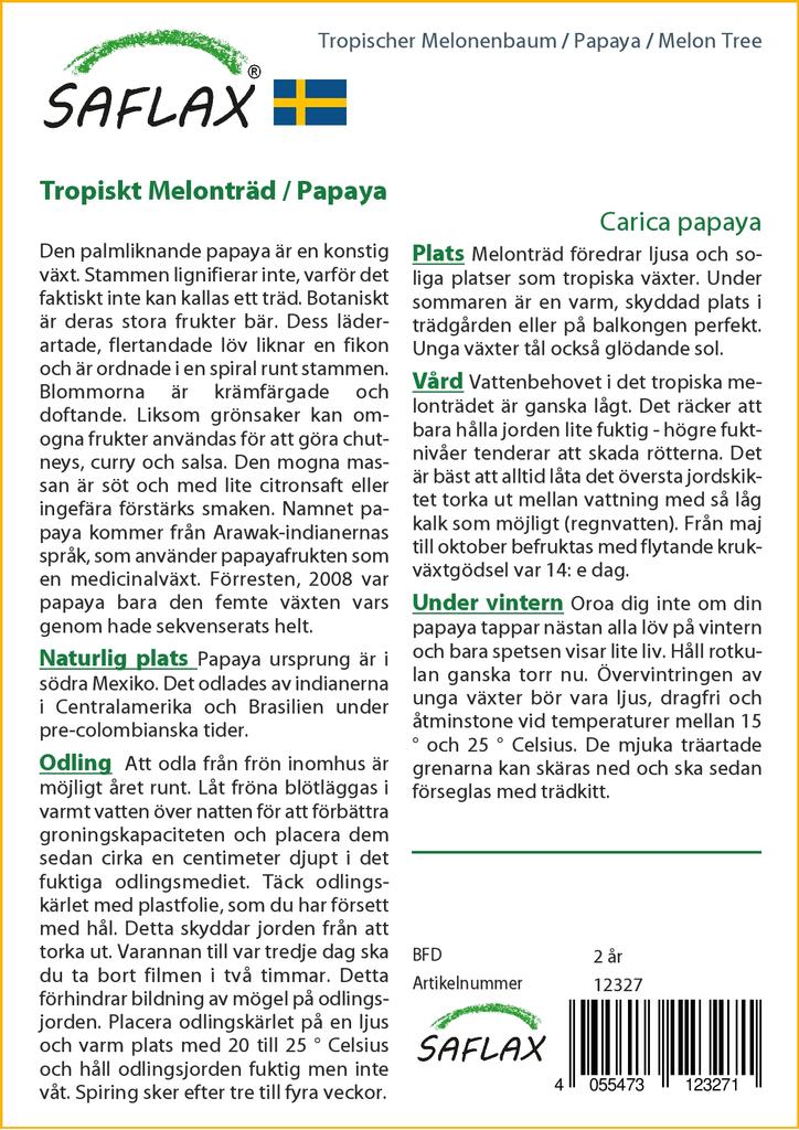 SAFLAX Дынное дерево - 30 семян - Carica papaya