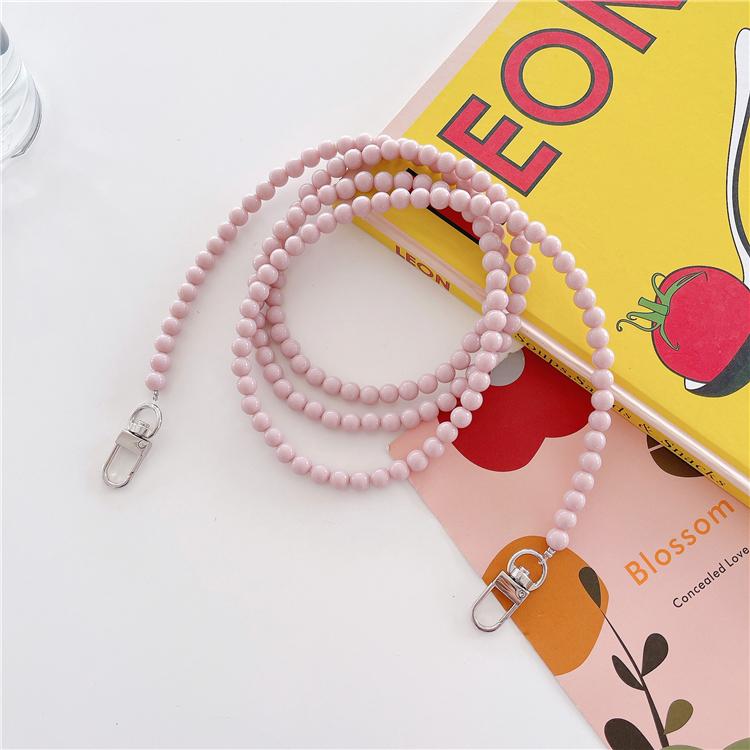 High Quality Fashion Custom Acrylic Beads Plastic Pearl Phone Case Strap, Girl Handmade Beaded Mobile Phone Lanyard Straps Chain