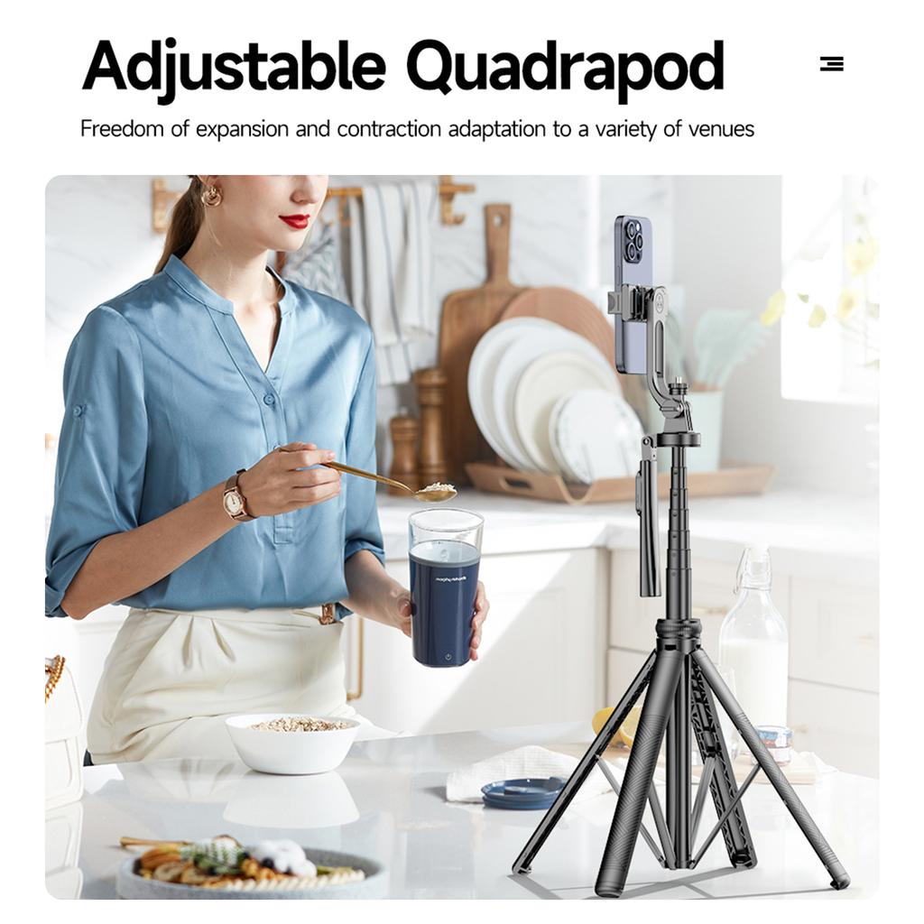 4-Leg Extendable Selfie Stick Tripod for Phone Max. Length 180cm/71in Stable Quadrapod with 1/4