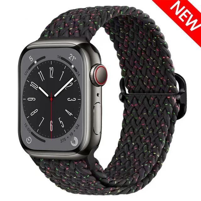 Плетеный Solo Loop ремешок для Apple Watch band 44мм 40мм 49мм 45мм 41мм Эластичный нейлоновый браслет iWatch series 8 3 se 6 7 Ultra 2 9