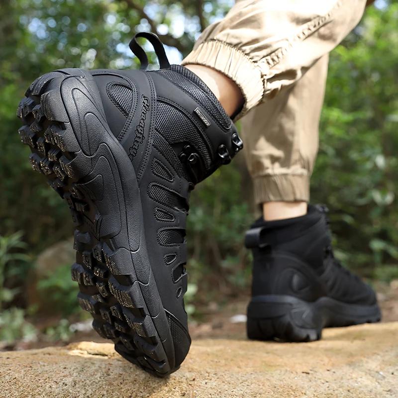 Men Boots New Platform Boots Outdoor Waterproof Casual Sneakers Working Men Ankle Boots Hiking Safety Shoes Mens Athletic