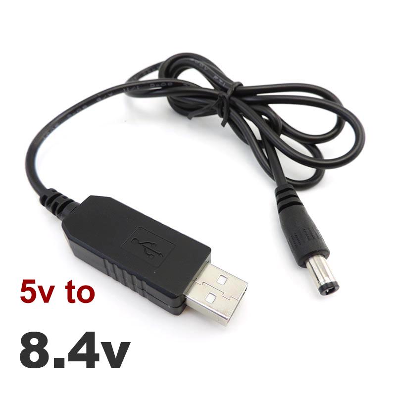 5 В USB-разъем постоянного тока 8,4 В 12,6 В повышающий модуль, линия повышения мощности, преобразователь, разъем зарядного устройства, кабель 5,5X2,1 мм, розетка