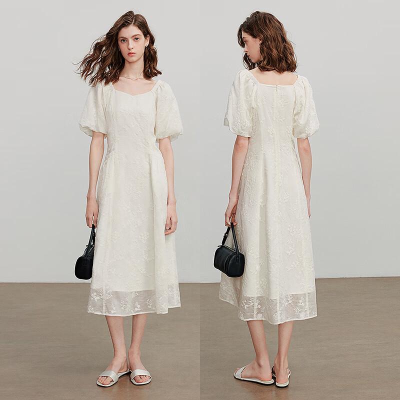 Chuyu Women's Embroidered Lyocell Sweetheart Neck Dress