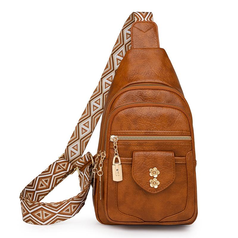 Женская нагрудная сумка, винтажная сумка через плечо из ПУ, многофункциональная сумка через плечо