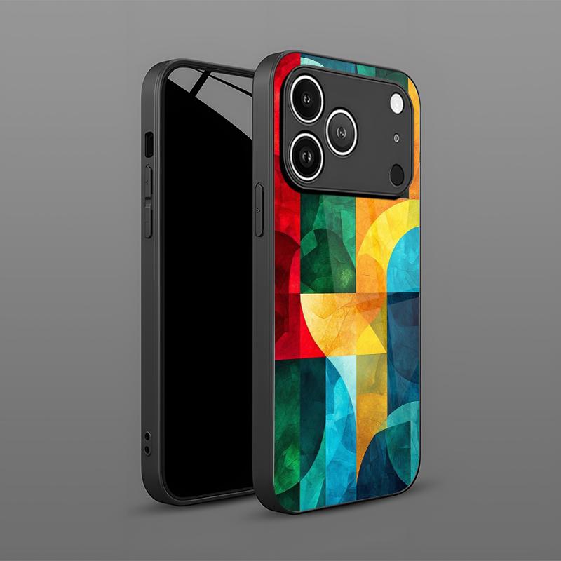 Яркий Чехол для Телефона с Узором из Дуг 2D для iPhone 17 16 15 14 13 12 11 X XR XS Max Pro 8 plus Стеклянная Защитная Крышка