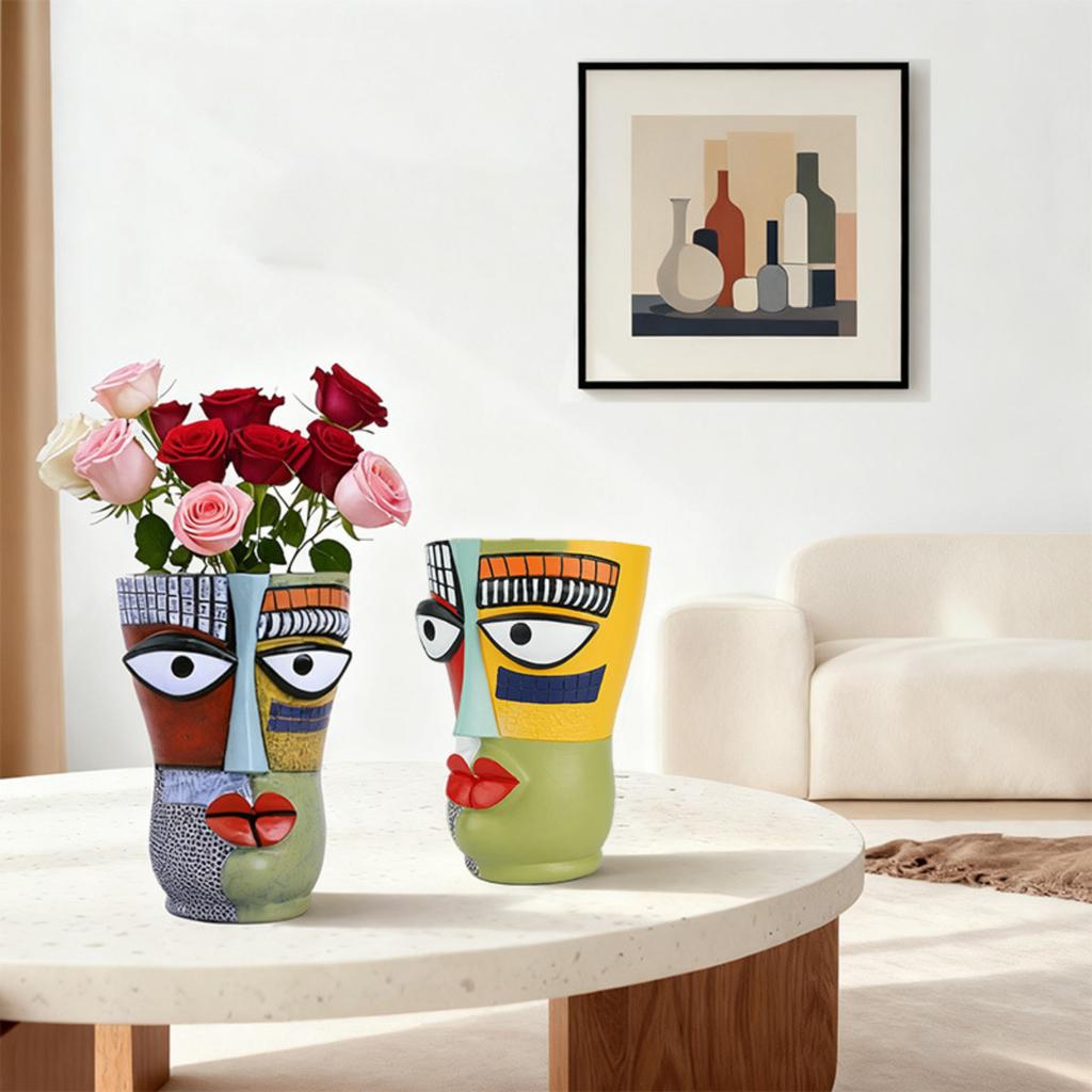 Picasso-Inspired Abstract Face Flower Pot - Brutalism Planter With Sculptural Art For Home Decor & Planting