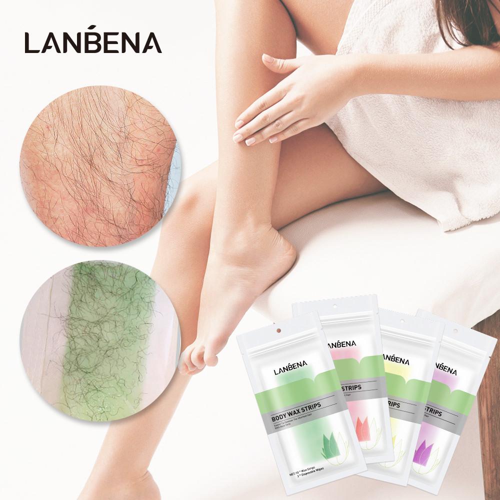 LANBENA Восковые полоски для тела, 10 штук, с 2 одноразовыми салфетками для очищения, для удаления волос на подмышках и руках, подходят для чувствительной кожи