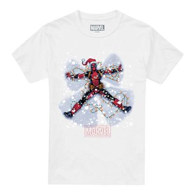 Белая футболка Marvel Deadpool Рождественский Снежный Ангел S-5XL
