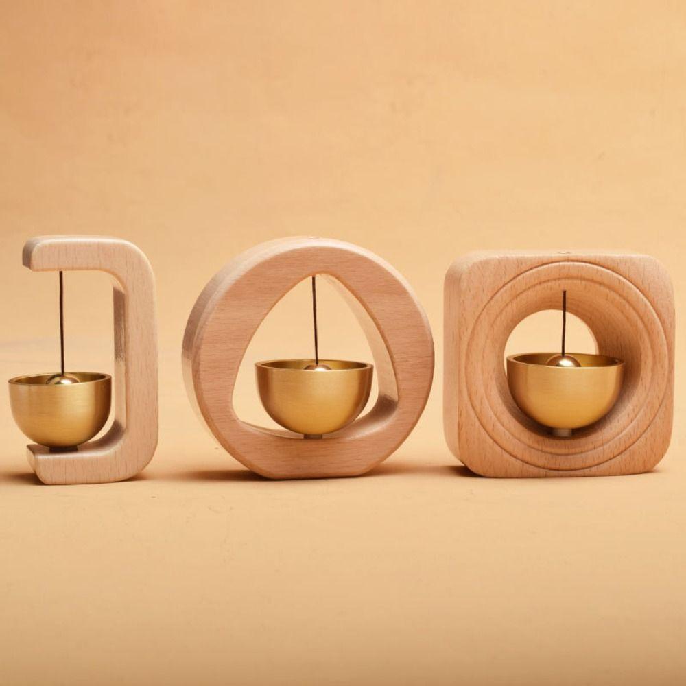 Japanese Style Brass Wind Chime Kawaii Outdoors Door Bell Bell Solid Wooden Magnetic Doorbell Desk