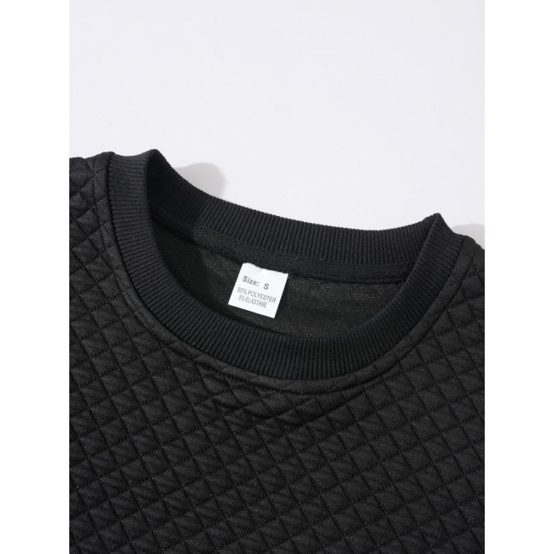 Casual Solid Waffle Knit Long Sleeve Pullover Sweatshirt