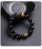 Men's Black Gold Obsidian & Tiger Eye Wealth Bracelet with Heart Sutra Bead