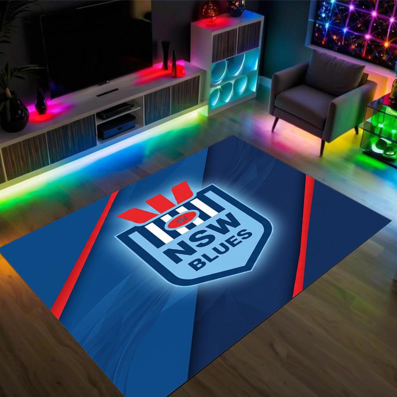 NSW Blues Design Crystal Velvet Carpet Cozy Non?Slip Printed Rug For Bedroom Living Room Entrance